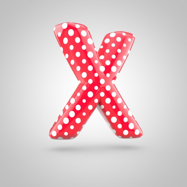 红色字母X大写字母，白色背景上有孤立的白点。图片下载
