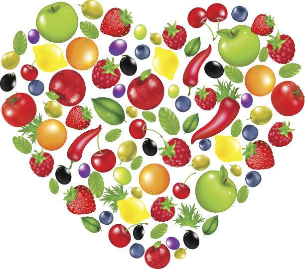 心脏来自蔬菜和水果图片下载