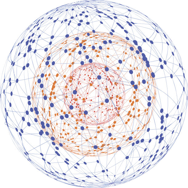 有连线和点的球体。线框网多边形。向量图片下载