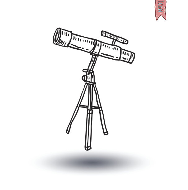 望远镜图标，手绘矢量图。图片下载
