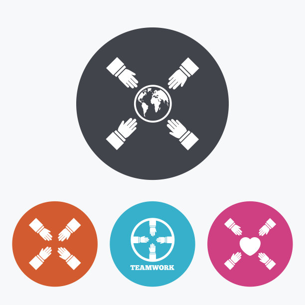 团队合作的图标。援助之手符号。图片下载