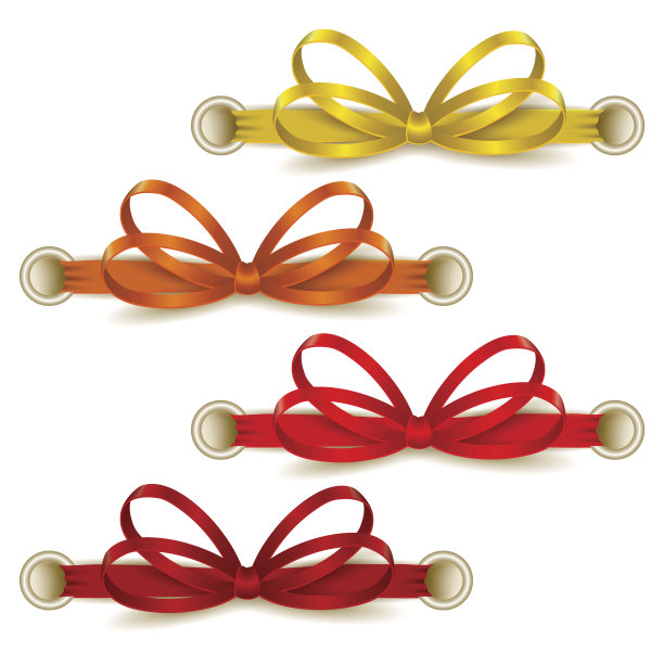 一套优雅的丝绸彩色蝴蝶结图片下载
