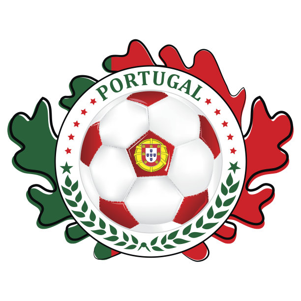 足球印刷标签与葡萄牙国旗图片下载