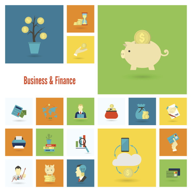 商业和金融图标集图片下载