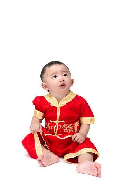 穿着中国传统服装的可爱亚洲宝宝图片下载