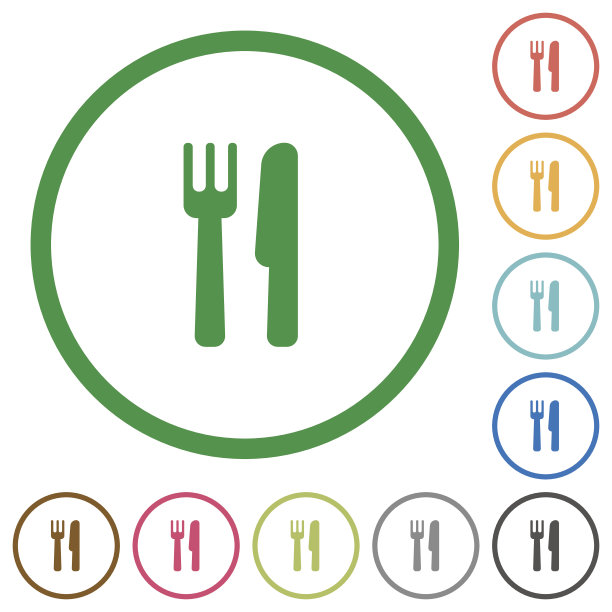餐具上勾画出扁平的图标图片下载