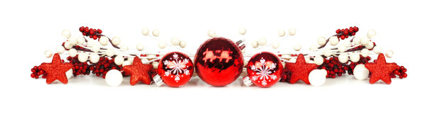 圣诞节的红白镶边装饰品图片下载