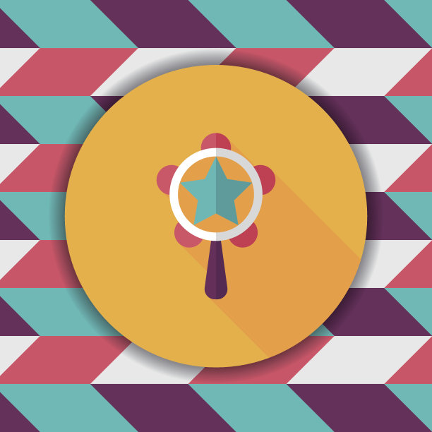 婴儿拨浪鼓图标与长影子，eps10图片下载