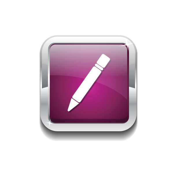 铅笔粉色矢量图标按钮图片下载