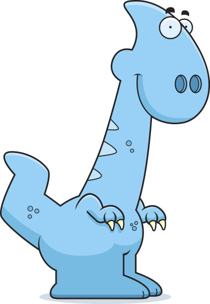 微笑的卡通Parasaurolophus图片下载