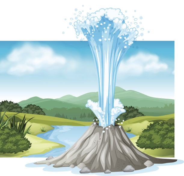 温泉和河流的场景图片下载