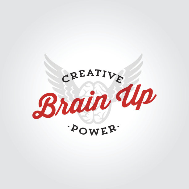 头脑的创意标志徽章设计概念图片下载