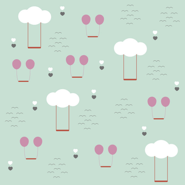 可爱的云和气球背景图案矢量图片下载