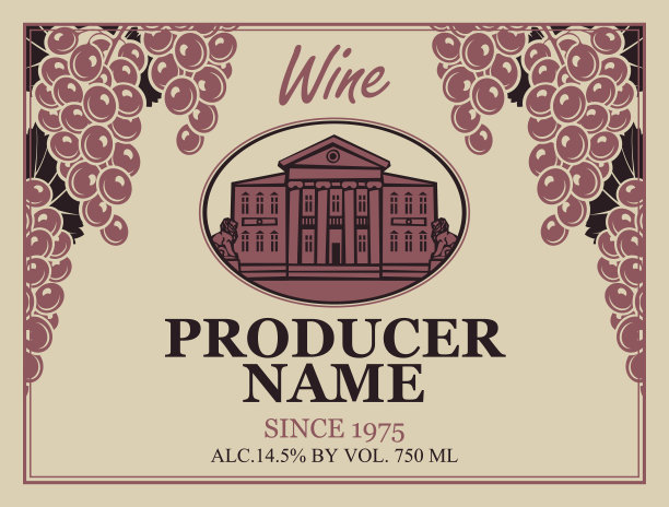 复古风格的葡萄酒标签图片下载