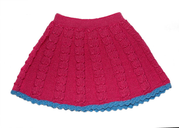 红色女孩的裙子孤立在白色。图片下载