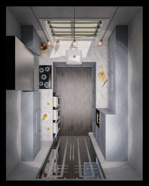 3D插画 厨房室内设计图片下载