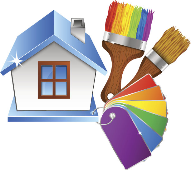 房子和刷油漆，调色板图片下载