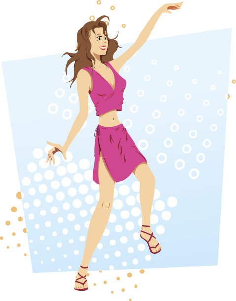 美丽的黑发女孩快乐跳舞funky图片下载