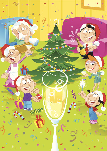 家庭庆祝圣诞节图片下载