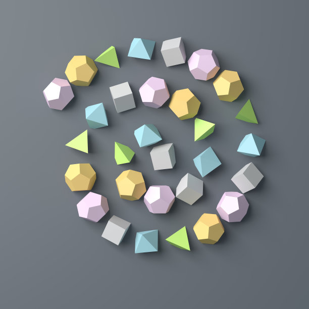 多边形的背景。平躺，俯视图。三维图像图片下载