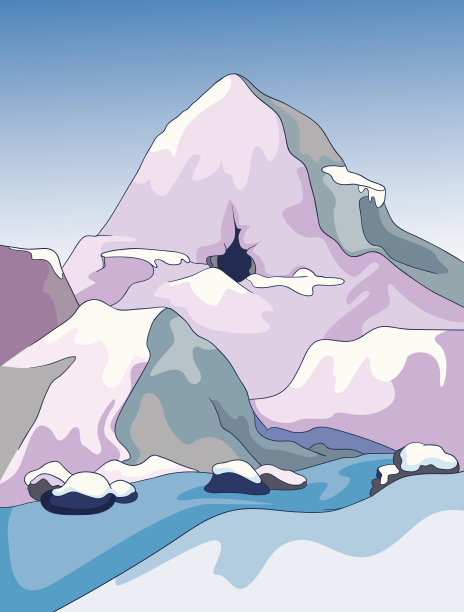 山，矢量插图上的彩色背景素材图片