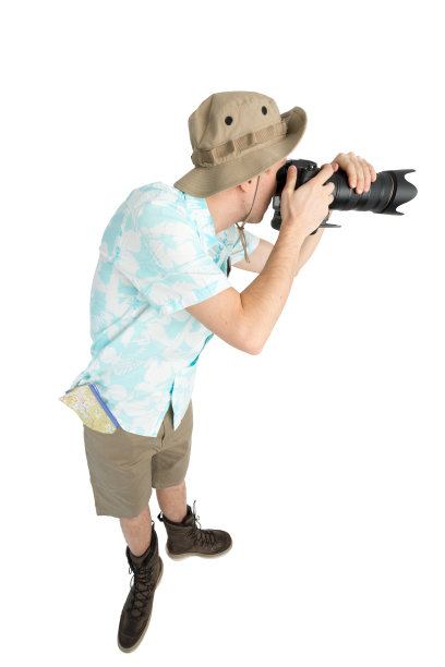 有趣的摄影师用相机拍照。图片下载