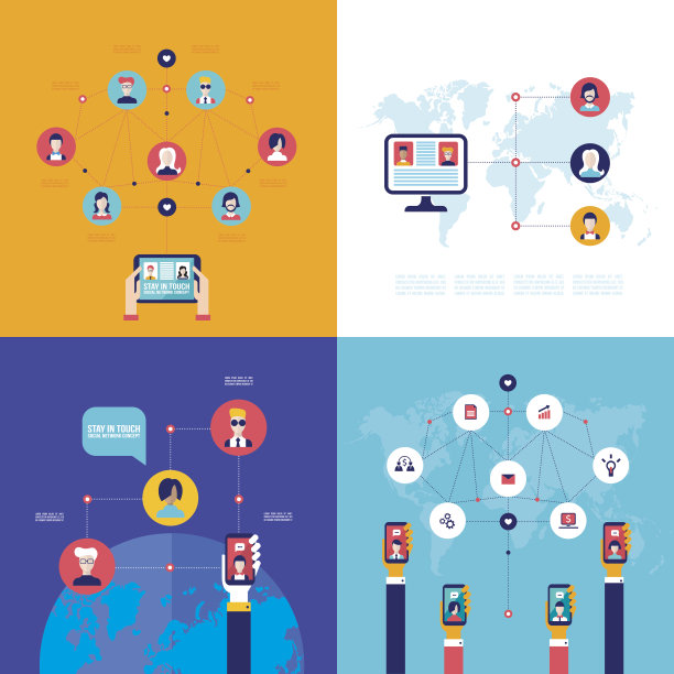 社交网络技术横幅集素材图片