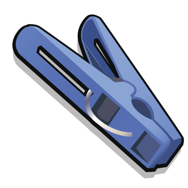 蓝色的衣服别针特写在一个白色的背景图片下载