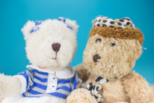 甜心熊和蓝色背景图片下载