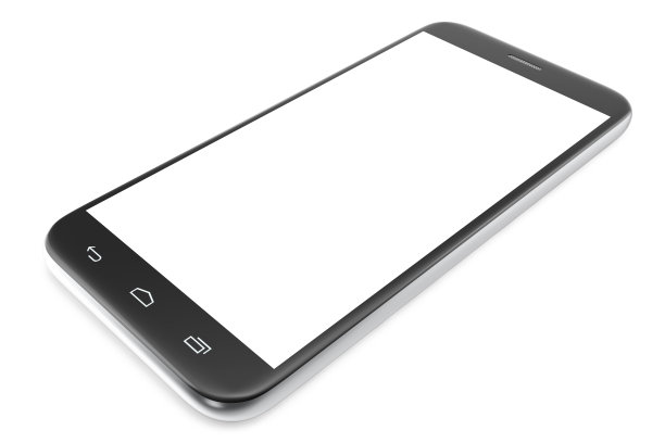 现代智能手机。白色屏幕模型，孤立在白色背景，3d插图图片下载