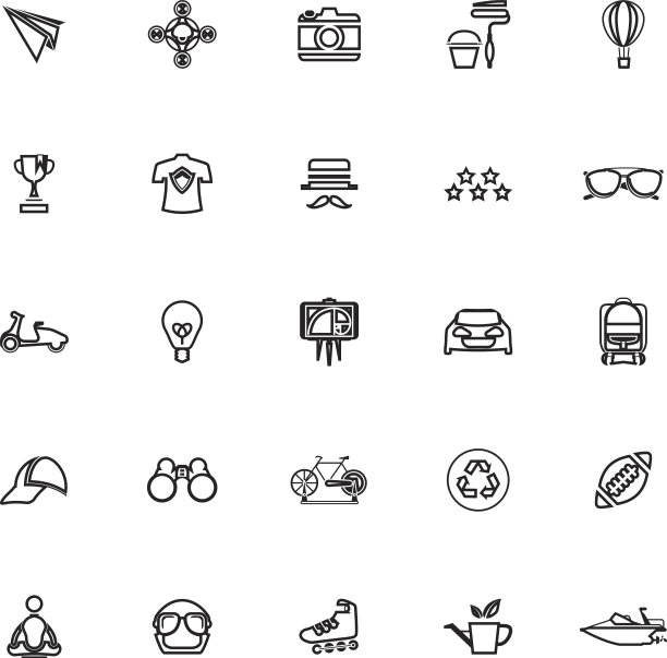 时髦的线条图标在白色的背景图片下载