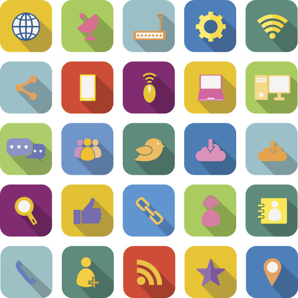 网络颜色图标有较长的阴影图片下载