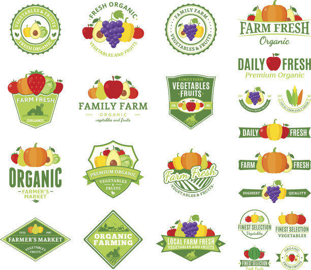 采购产品水果和蔬菜标签，图标和设计元素图片下载