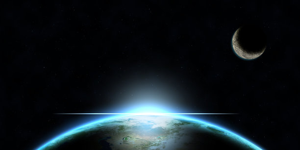 行星地球与发光的3D插图(这张图片的元素由美国宇航局提供图片下载