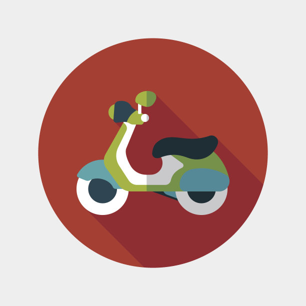 交通滑板车平面图标与长影子，eps10图片下载