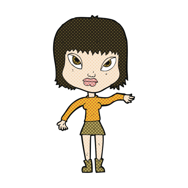 做手势的卡通女人图片下载