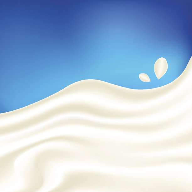 牛奶流与几滴，现实的矢量插图图片下载