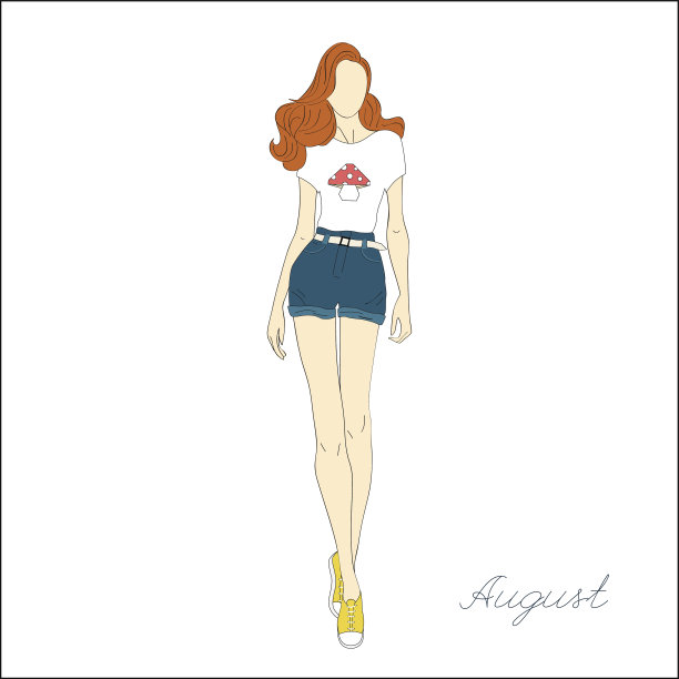 时尚的女孩。矢量插图。图片下载