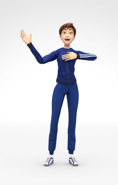 创意，情感和艺术珍妮- 3D卡通女性角色运动模型-唱歌真诚与快乐，在体育运动套装图片下载