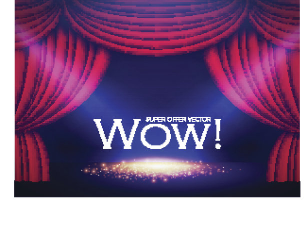 舞台幕布与聚光灯和闪亮的地板。向量图片下载