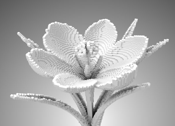 3D像素白花番红花图片下载