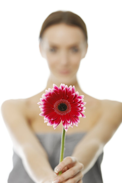 手持红花的女人图片下载