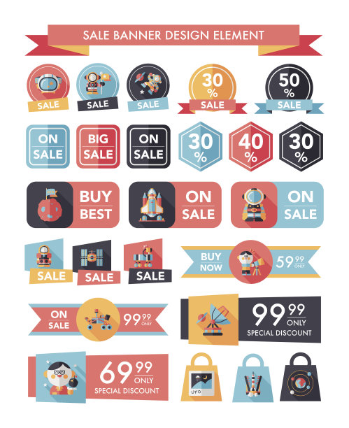 空间销售旗帜平面设计背景设置，eps10图片下载