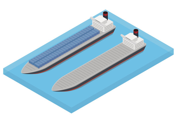 矢量等距海空集装箱船图片下载