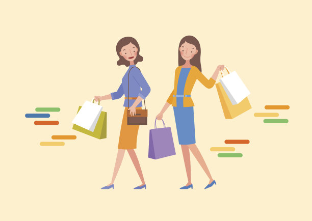 两个女人拿着一个购物袋。图片下载