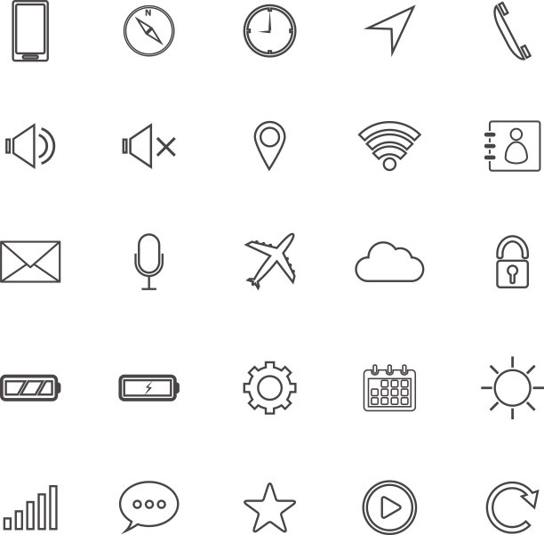 白色背景上的手机线路图标图片下载