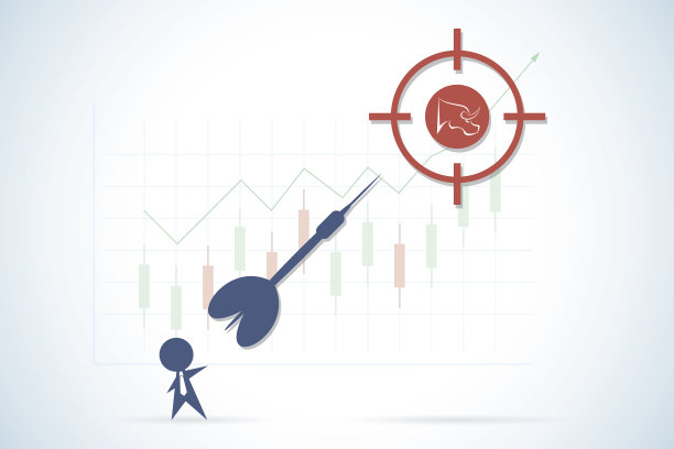 商人投掷飞镖目标与公牛的象征，股票和经营理念图片下载