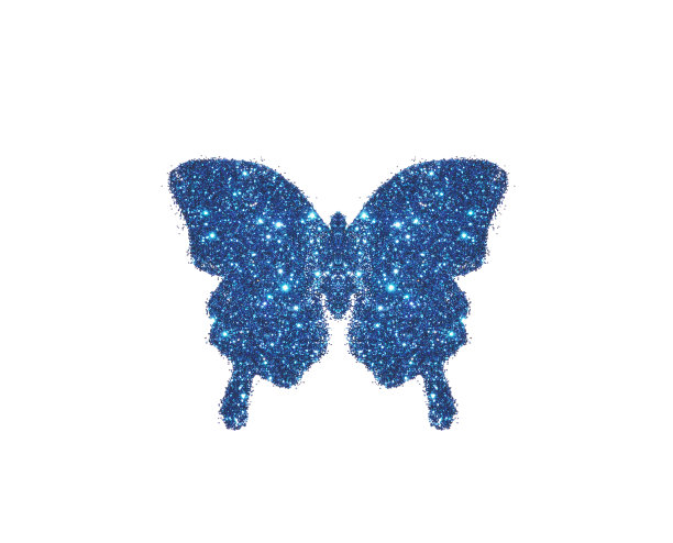 白色背景上的蓝色闪光蝴蝶图片下载