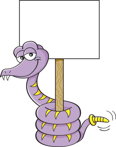 卡通蛇举着牌子。图片下载