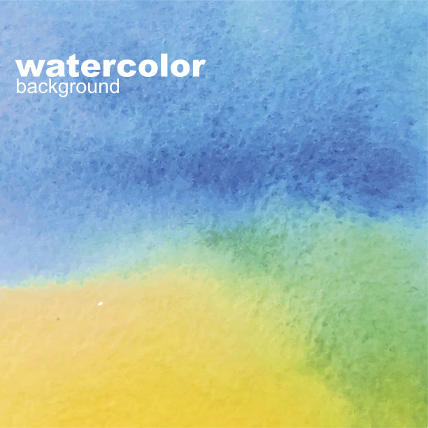 水彩蓝色，天蓝色，绿色，黄色，渐变图片下载